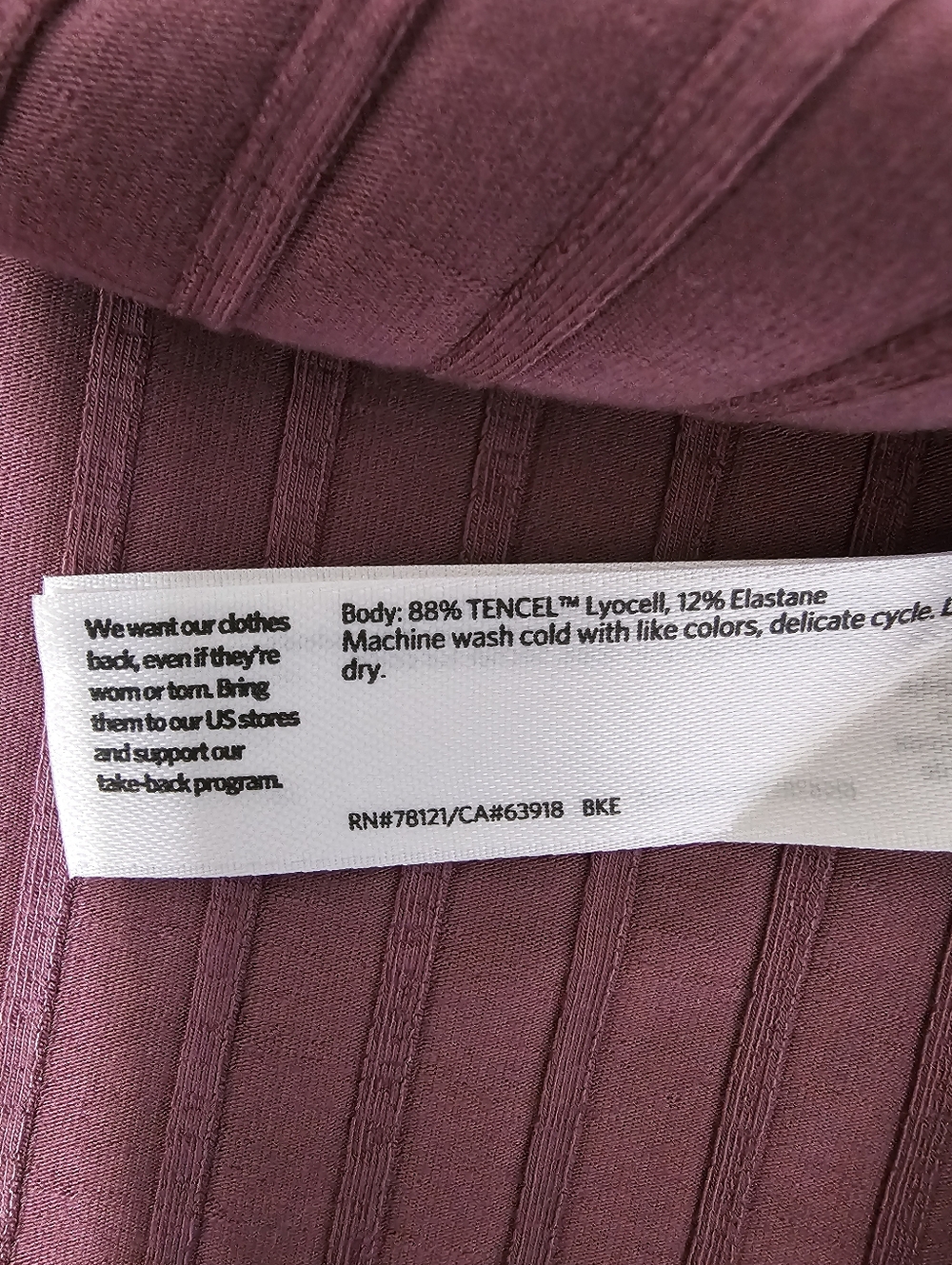 Eileen Fisher XL Ribbed Lyocell Stretch Tunic Top Mauve Purple Minimalist - Picture 7 of 8